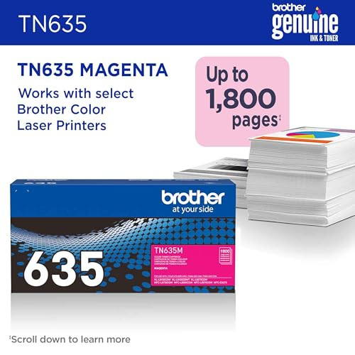 BROTHER GENUINE TN635M STANDARD YIELD TONER CARTRIDGE, 1 PACK - MAGENTA New