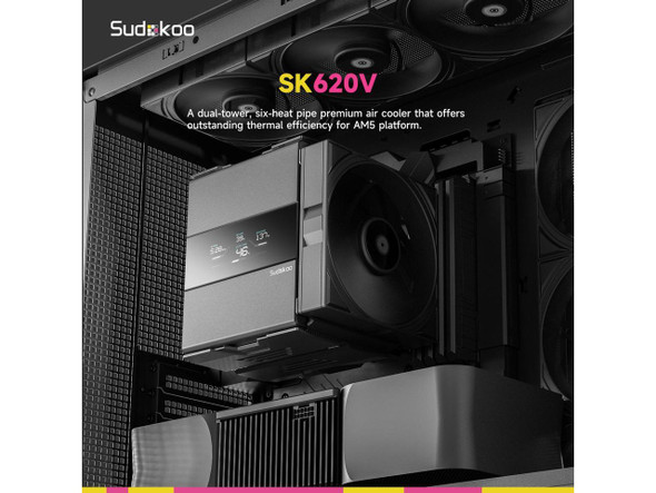 Sudokoo SK620V CPU Air Cooler: 6 Heatpipes Dual Tower CPU Cooler with Digital