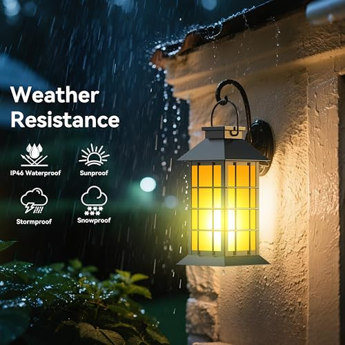 ANYPERFECT 2 PACK 13" BLACK SOLAR LANTERN WITH FLAME CANDLE JS1938 - BLACK