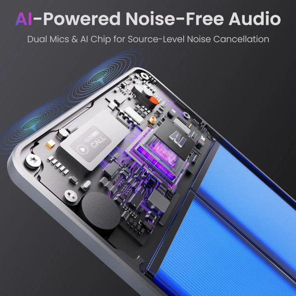 GENERIC AI VOICE RECORDER 64GB MEMORY APP CONTROL AUDIO RECORDER - GRAY New