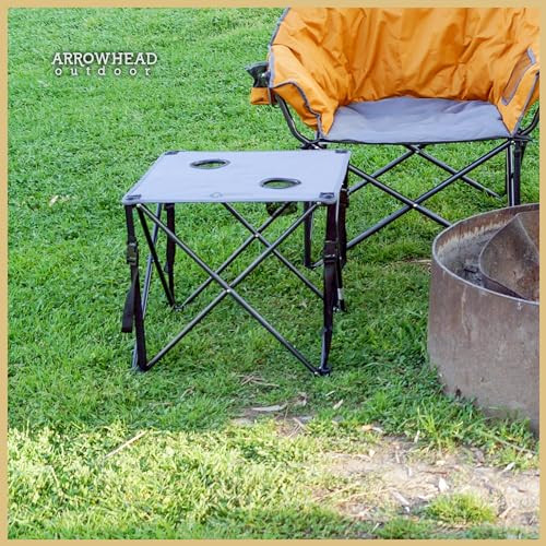 ARROWHEAD OUTDOOR 26” (66CM) PORTABLE CAMPING FOLDING TABLE 2 CUP HOLDERS - GRAY