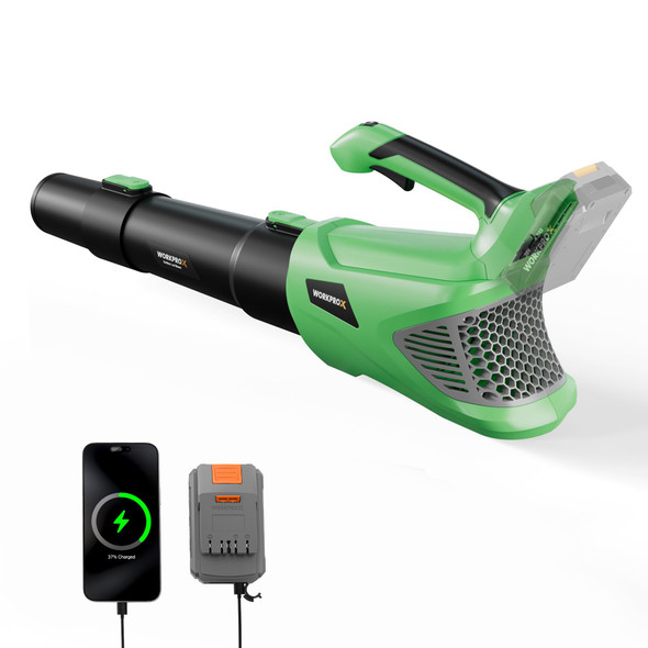 WORKPROX LEAF BLOWER CORDLESS, 20V ELECTRIC BLOWER, TYPE-C, TT-BBL20M - GREEN