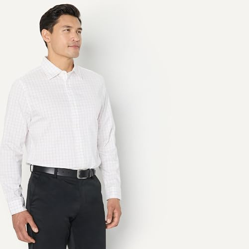AEM20230F23 AMAZON ESSENTIALS MEN SLEEVE WRINKLE STRETCH LAVENDER WHITE SIZE L New