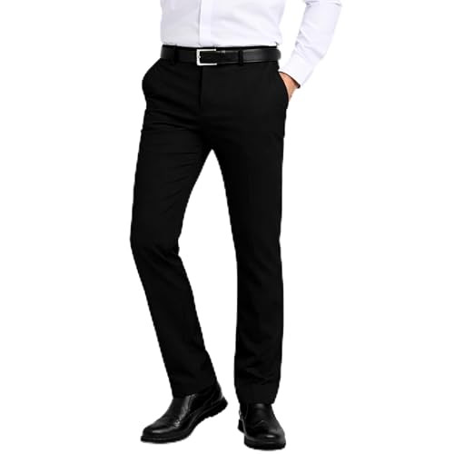 GALAXY BY HARVIC DRESS N COMFORT MEN’S FLEX STRETCH SLIM FIT PANTS 40 - BLACK