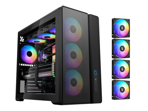 SAMA S50 ATX Mid Tower Case with 4 ARGB PWM Fans&Hub,PPLP A+ High Airflow