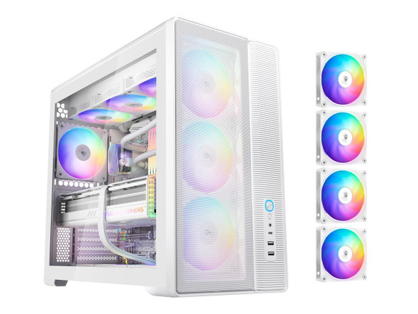 SAMA S50 ATX Mid Tower Case with 4 ARGB PWM Fans&Hub,PPLP A+ High Airflow