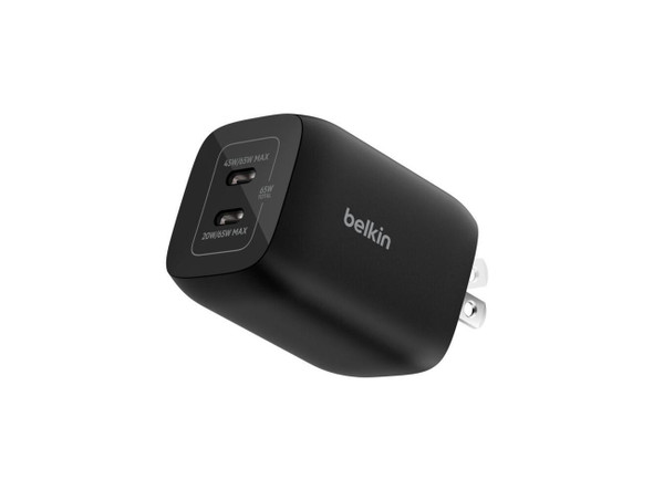 Belkin Dual USB-C Wall Charger 65W for Switch 2 - Black - ENA007dqBK