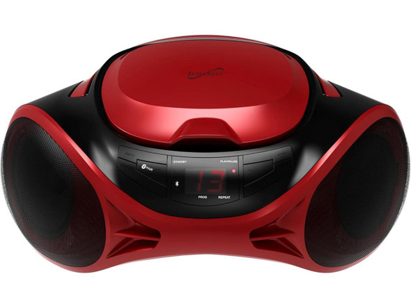 Supersonic SC-726BT Portable CD Player AM/FM Radio Bluetooth LED AC/DC Red