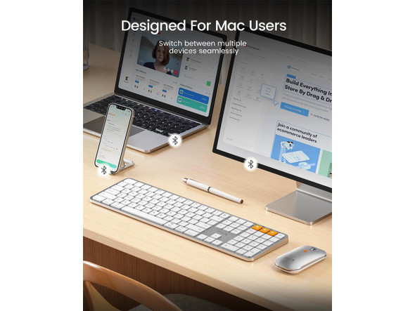 ProtoArc Backlit Bluetooth Keyboard and Mouse for Mac - Multi-Device Wireless