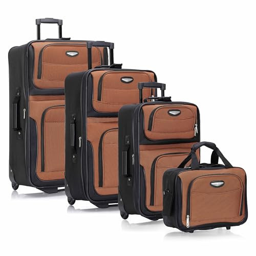 TRAVEL SELECT AMSTERDAM SOFTSIDE EXPANDABLE LUGGAGE ROLLING WHEELS ORANGE