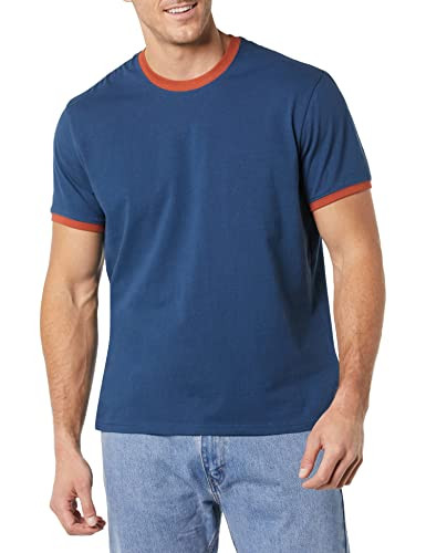 AMAZON ESSENTIALS MEN'S RINGER T-SHIRT LARGE TALL - INDIGO RUST New