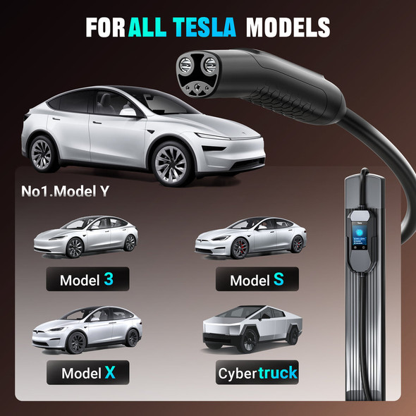 TERA 40A 240V PORTABLE EV CHARGER FOR TESLA P06 - BLACK