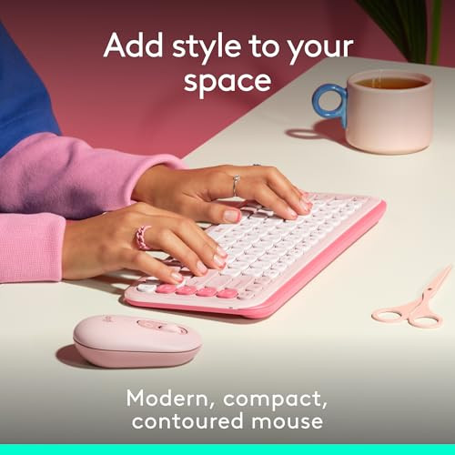 Logitech POP Mouse, Compact and Portable Wireless Bluetooth Mouse MR0092 - Rose