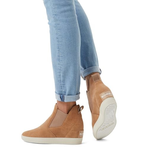 SOREL WOMEN'S OUT N ABOUT SLIP-ON WEDGE NL4911-253 SIZE 5 TAWNY BUFF/CHALK New