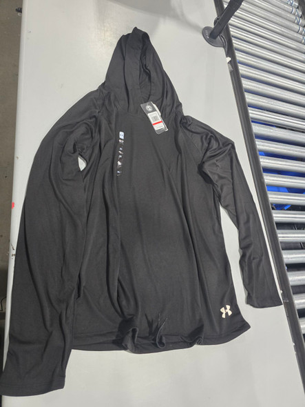 UNDER ARMOUR WOMEN'S DRAWSTRING-HEM HEATGEAR RAGLAN HOODIE - SIZE: 2XL - BLACK New
