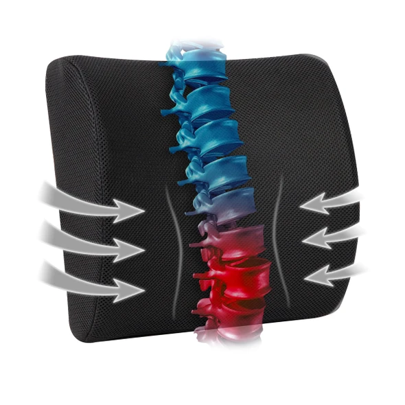 MIND READER LUMBAR SUPPORT PILLOW AIR-CLOUD TECHNOLOGY BACKSAM-BLK - BLACK New