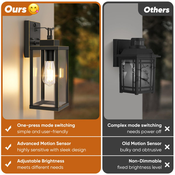 BESLOWE 14” UPGRADED MOTION SENSOR OUTDOOR WALL LIGHTS, 2-PACK - BRONZE