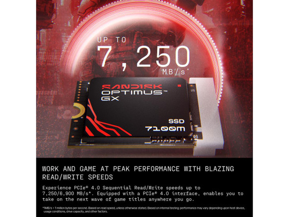 SANDISK Optimus™ GX 7100M PCIe® 4.0 x4 M.2 2230 NVMe™ 2TB SSD 3D NAND TLC