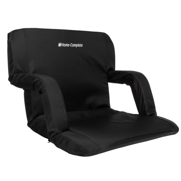 HOME-COMPLETE WIDE RECLINING STADIUM SEAT CUSHION 6 ADJUSTABLE POSITIONS - BLACK
