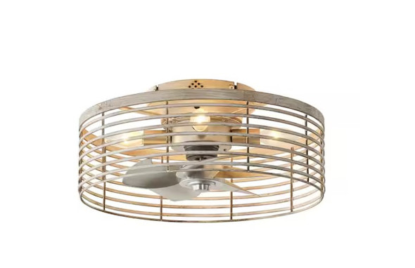 FLINT GARDEN 17.7" DISTRESSED WHITE 6-SPEED LOW PROFILE CEILING FAN - GOLD