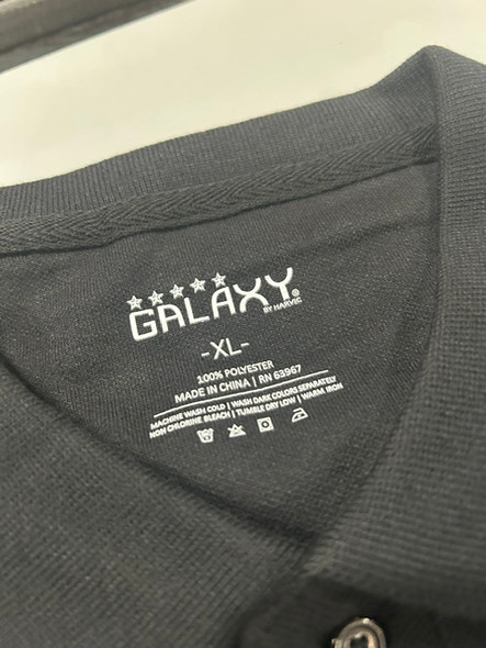 GALAXY BY HARVIC MEN'S SHORT SLEEVE POLO SHIRT SIZE XL - SIZE: MEN XL - BLACK New