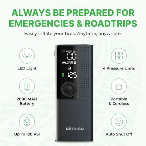Airmoto Tire Inflator Portable Air Compressor Air Pump For Car Tires BP198
