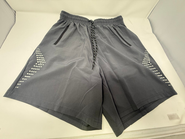 JUMP START MEN PERFORMANCE TRAINING SHORTS ZIPPER POCKETS - SIZE: XL - CHARCOAL New