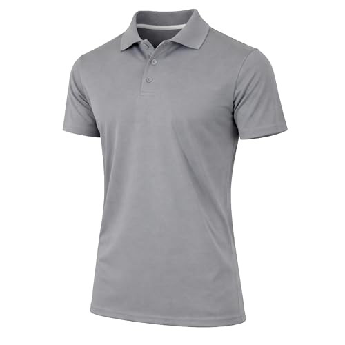 Galaxy by Harvic Men's Tagless Moisture Wicking Polo Shirt (S-3XL):Small|Gray New