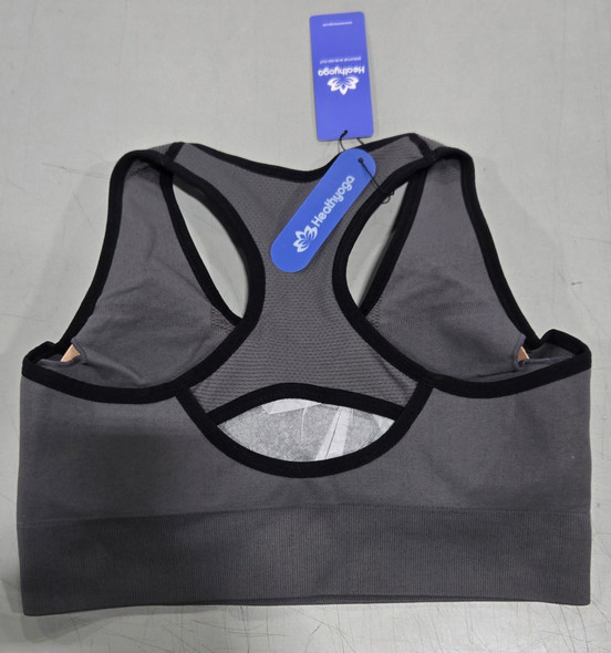HEATHYOGA HIGH IMPACT SPORTS BRA FOR WOMEN,SUPPORT PADDING - SIZE WOMEN L - GRAY