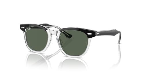 RAY-BAN BOYS RJ9098SF LOW BRIDGE FIT SQUARE SUNGLASSES BLACK ON TRANSPARENT