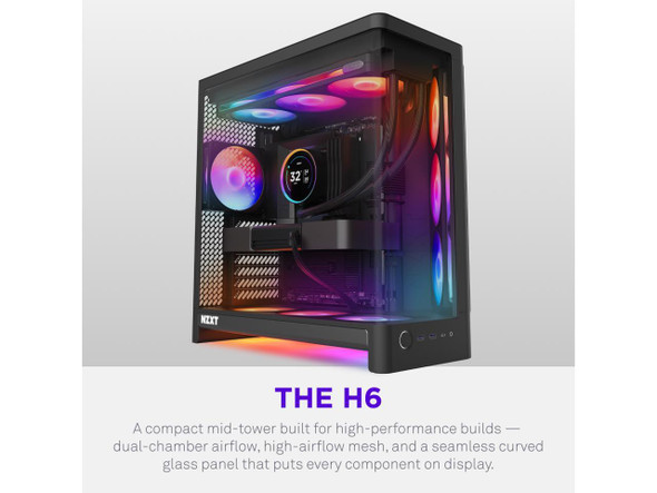 NZXT H6 RGB+ (2026) Compact Dual-chamber ATX Case - All Black