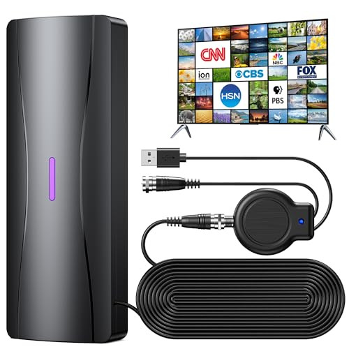 AGGEZZA TV ANTENNA FOR SMART TV, 100+ MILES RANGE, 4K 1080P, HE02 - GLOSSY BLACK