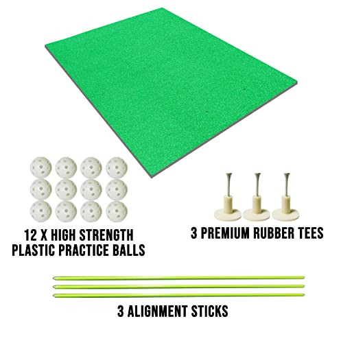 SharperGolf Premium Quality Golf Practice Hitting Mat, 3 Alignment - Green