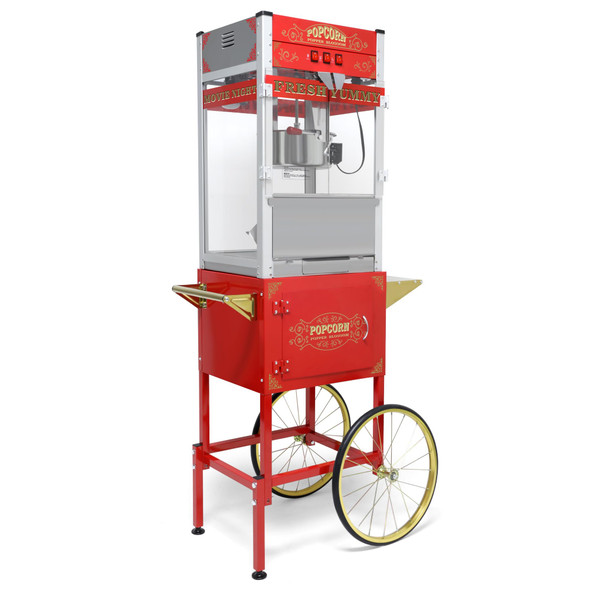 HANZIM LARGE POPCORN MACHINE POPCORN POPPER WITH CART WHEELS 20 OZ KETTLE POPPER