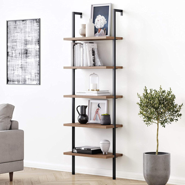 NATHAN JAMES THEO 5-SHELF OAK WOOD MODERN BOOKCASE - BLACK