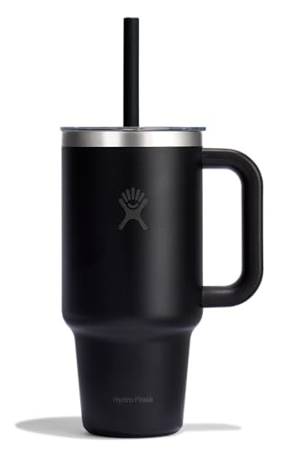 Hydro Flask Travel Tumbler with Handle, Clear Lid and Straw - Insulated Stainle
