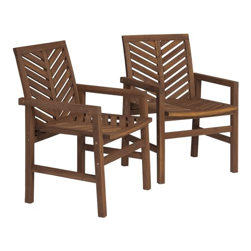 WALKER EDISON 2 PIECE OUTDOOR PATIO CHEVRON WOOD BACKYARD GARDEN - GRAY