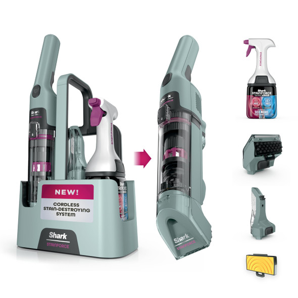 SHARK STAINFORCE CORDLESS SPOT CLEANER DUAL  POWERED STAIN CLEANING GREEN