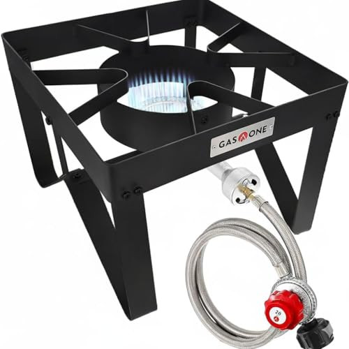 GAS ONE B-5200KA OUTDOOR COOKER HIGH PRESSURE STEEL BRAIDED HOSE PROPANE BURNER
