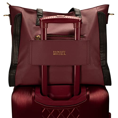 BADGLEY MISCHKA MERLOT ROSE XL VEGAN LEATHER WEEKENDER DUFFEL BAG - BURGUNDY New
