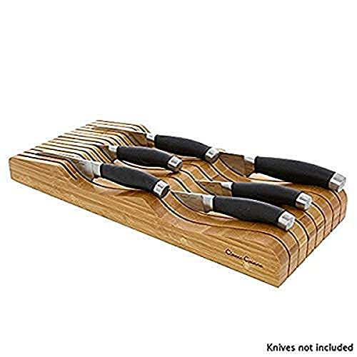 CUISINE CLASSIC IN-DRAWER BAMBOO KNIFE BLOCK CUTLERY STORAGE ORGANIZER New