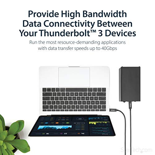 StarTech.com Active 40Gbps Thunderbolt 3 Cable 3.3ft/1m TBLT3MM1MA - Black