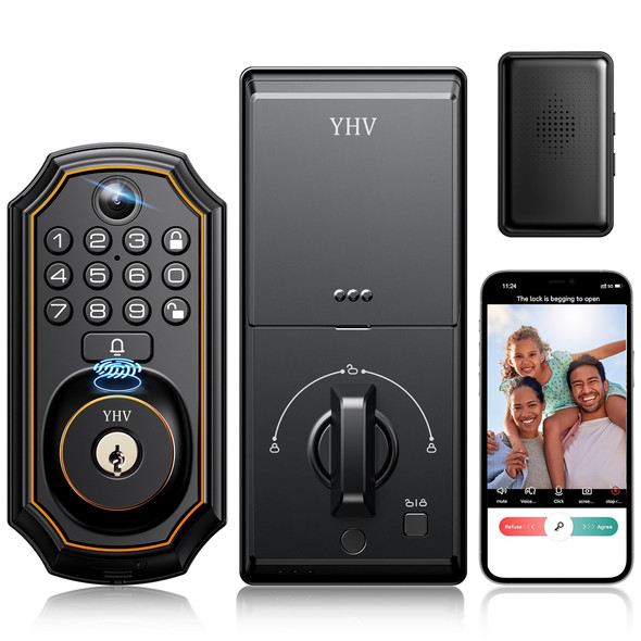 YHV KEYLESS ENTRY DOOR LOCK FINGERPRINT KEYPAD DEADBOLT, FYL-CA00-1