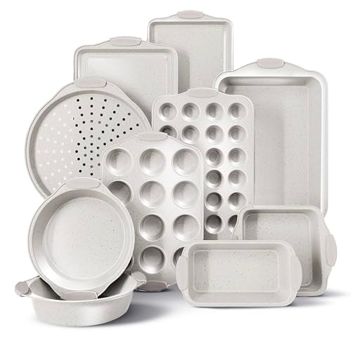 COUNTRY KITCHEN NONSTICK STACKABLE BAKEWARE SET, 10 PCS - CREAM