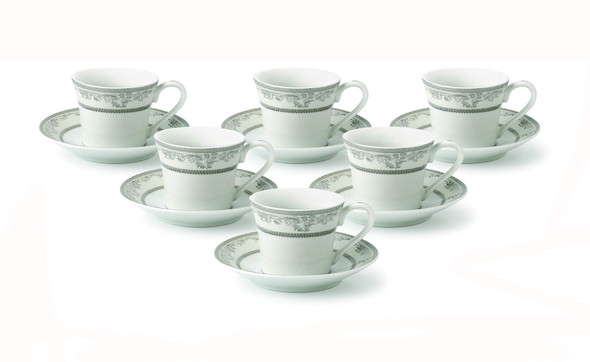 LORREN HOME TRENDS - SERVICE FOR 6 / ESPRESSO COFFEE - SILVER/WHITE