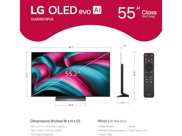 LG 55-Inch Class OLED evo AI 4K C5 Series Smart TV w/Dolby Atmos, Dolby Vision,