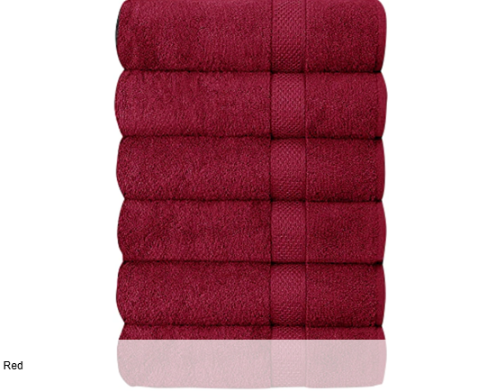 SIMPLE ELEGANCE 6-PACK PLUSH BATH TOWEL SET (27X52 INCH) - RED