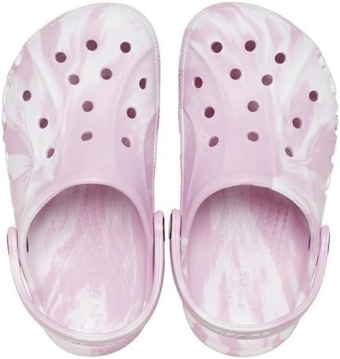 CROCS KID'S BAYA MARBLED CLOGS - SIZE: YOUTH J1 - BALLERINA PINK/MULTI