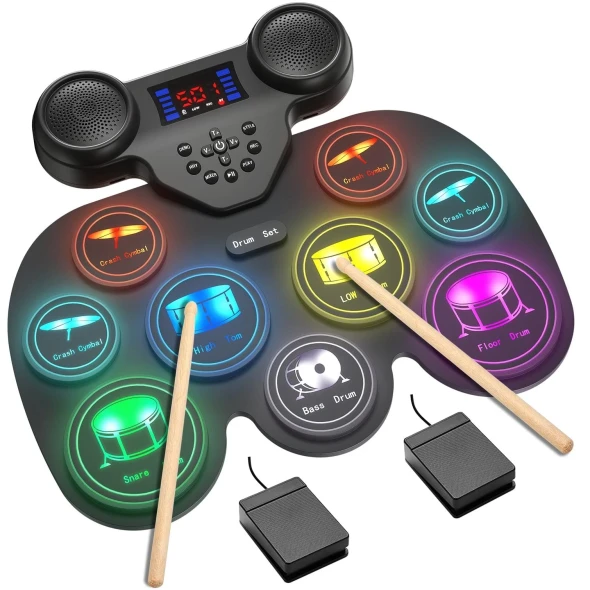 SHENZHENSHI GUANGZHIHONG TECHNOLOGY ELECTRIC DRUM SET 7 LED LIGHT - BLACK