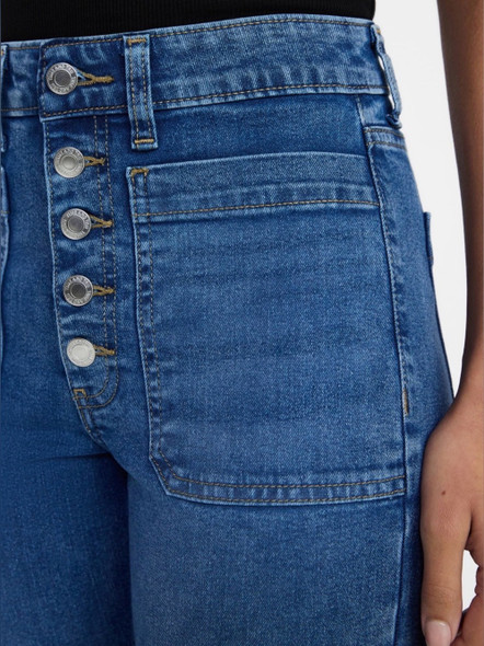 TIME AND TRU WOMEN'S PATCH POCKET FLARE JEANS SIZE 4 - BLUE New